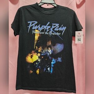 Prince Estate Purple Rain Black Tshirt Sz S